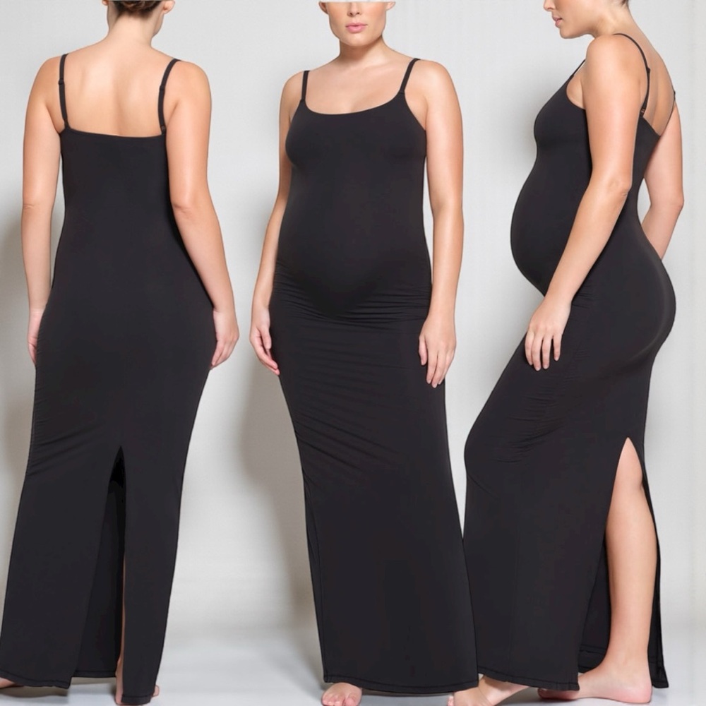 🧸 SKIMS Fits Everybody Maternity Slip Dress 🖤 XL | Onyx